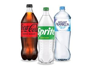 Coke, Sprite, Fanta one point two five litre or Mt Franklin one point five litre varieties